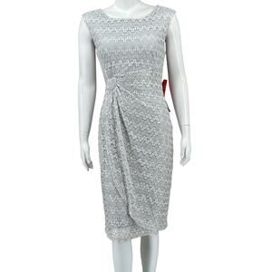 Connected Dress Womens 8 Silver Lace Sleeveless‎ Sheath Office Work Cocktail NYE